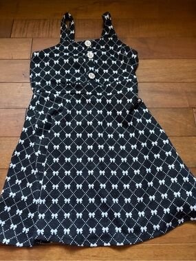 Love Squared Black and White Patterned Sundress with Button Front